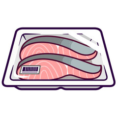 tuna slice pack cartoon illustration