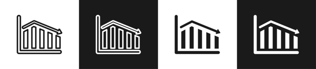 Downward Trend Line N Glyph Icon In White And Black Background