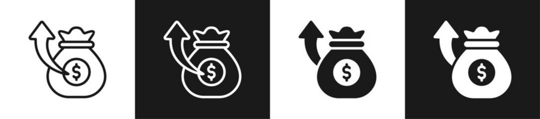 Revenue Growth Line N Glyph Icon In White And Black Background