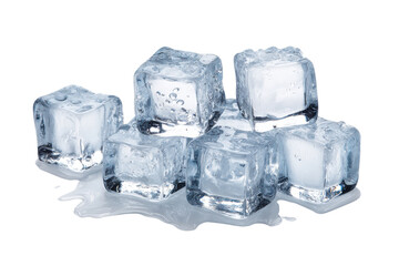 Obraz premium Pile of melting ice cubes with water droplets on black background image, Png, Isolated on Transparent Background, Cut Out