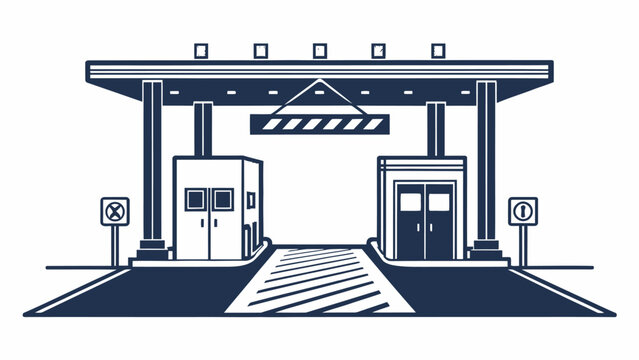 Streamlined toll plaza design illustration for transportation and infrastructure projects, easy payments, and modern transit solutions, originally a vector graphic