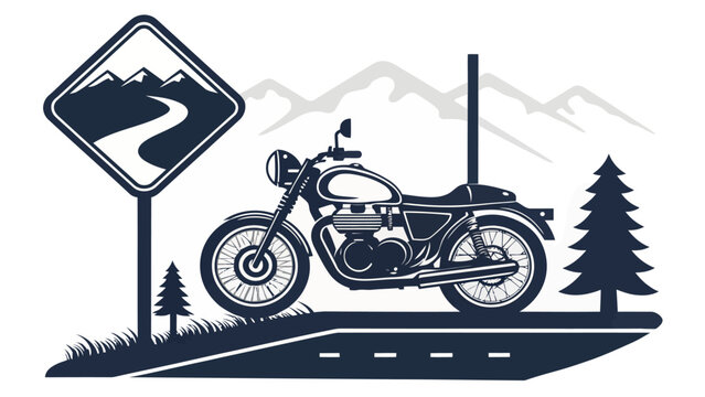 Classic motorcycle design for adventure seekers, hitting the open road with a scenic mountain view, perfect for travel enthusiasts and outdoor lifestyle brands