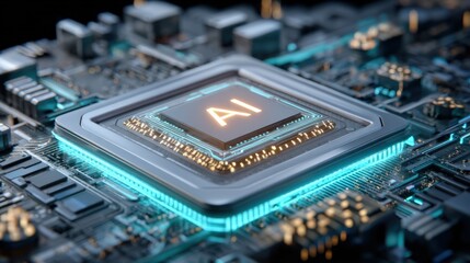 Artificial Intelligence CPU Processor: Futuristic Microchip Technology for Machine Learning and Data Processing Innovations