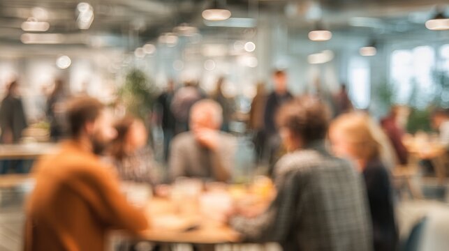 Entrepreneurial Workshop Blur: A blurred workshop environment with entrepreneurs engaging in activities and discussions, suitable for startup themes. High quality