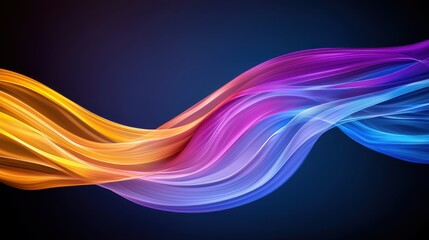 Wellness meditation positivity concept. Vibrant flowing waves of color create an abstract visual effect on a dark background.