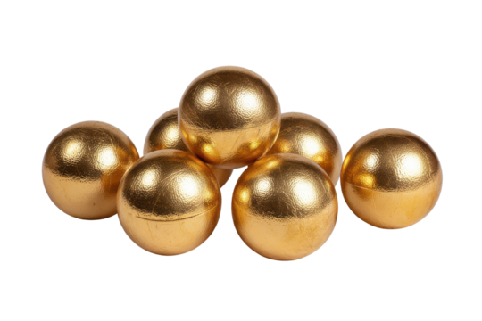 Group of textured golden spheres arranged on a black background ball metallic, Png, Isolated on Transparent Background, Cut Out