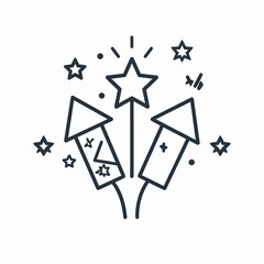 fireworks and stars icon independence day style