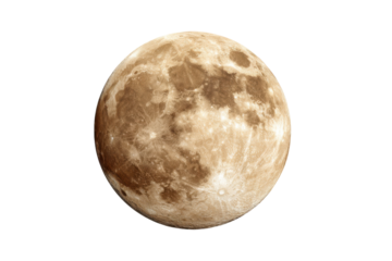 Full moon with visible craters and maria against a black background lunar space, Png, Isolated on Transparent Background, Cut Out