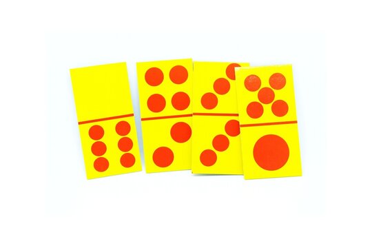 Six Gods or Six Devils Group of Yellow and Red Domino Tiles Isolated on Clean White Background