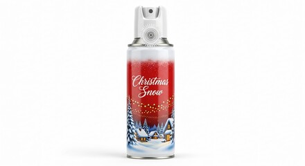 Obraz premium Christmas Snow Spray Can with Winter Village Scene and Twinkling Lights