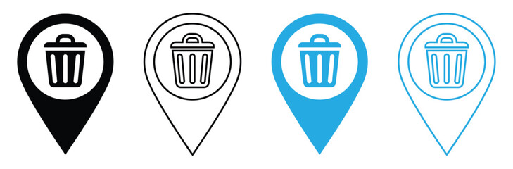 Find recycling locations with modern map pin icons nowtrash can icon set, Trash bin icon, Delete icon vector illustration