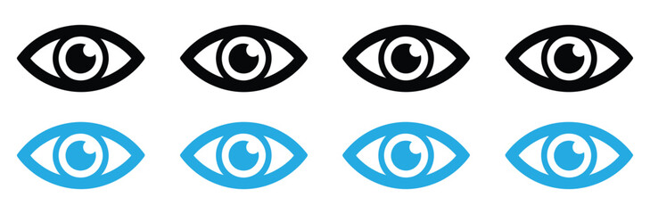 eye icons for design projects and creative campaigns,Eye icon set.Containing eyes,see,visible,surveillance,view,vision,witness, looking at, supervision and focus icons.Solid icon collection.