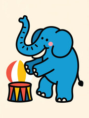Circus Elephant Cartoon Mascot Illustrator Artwork Design Template Poster