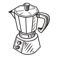 Classic moka pot for brewing rich espresso, a timeless symbol of italian coffee culture isolated on