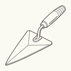 Illustration of a triangular trowel isolated on, perfect for masonry and construction projects, ensuring smooth and precise application of mortar