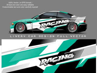 car livery design vector. Graphic abstract stripe racing background designs for wrap