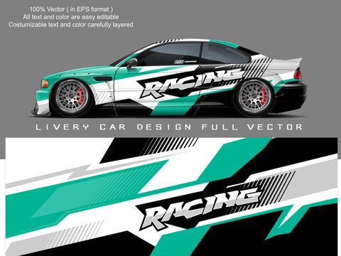 car livery design vector. Graphic abstract stripe racing background designs for wrap