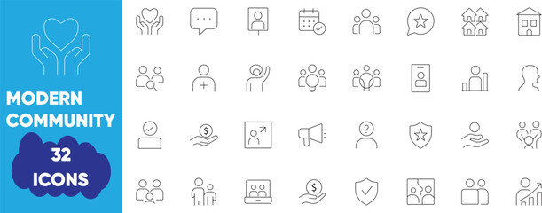 Modern Community And Social People Icons. Network Vector Collection