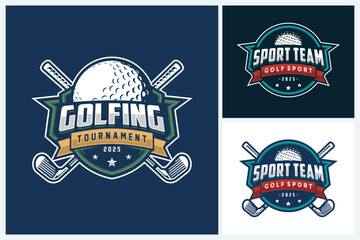 Golf logo sport design template, Golf logo tournament and academy emblems, golf logo design vector illustration with Ball