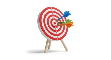 A Colorful Array of Darts Perfectly Hitting the Bullseye on a Classic Red and White Target, Symbolizing Achievement, Precision, and Strategic Success in Various Endeavors