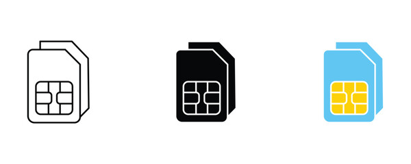 Sim card icon set vector on white background. 