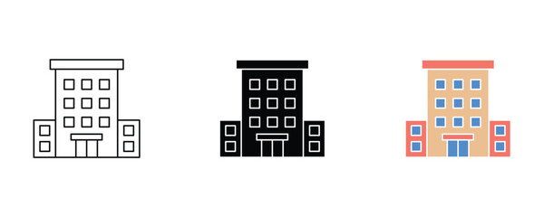Hotel icon set vector on white background building for accommodation symbol.