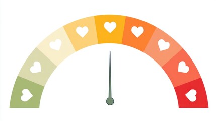 Love Scale Visualization: A graphical representation illustrating the intensity of feelings, depicting a spectrum of emotions ranging from contentment to passion, conveying the journey of love.