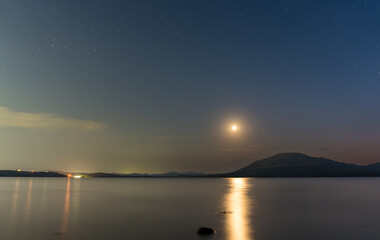 Moonlit Night Over Lake in Lawton, OK