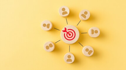 Reaching for the Target: A striking visual composition, a central target encircled by interconnected nodes representing individuals, embodies the concept of teamwork and reaching a common goal.
