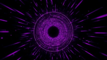 Abstract purple glowing particle tunnel vortex motion background digital futuristic science - Powered by Adobe