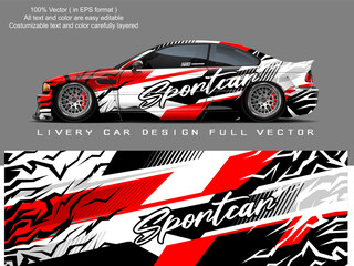car livery design vector. Graphic abstract stripe racing background designs for wrap