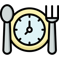 time to eat icon illustration design with filled outline