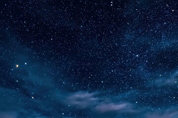 Obraz premium Night Sky with Countless Stars and Clouds in Deep Blue and Teal Tones