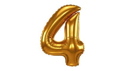 Golden number four metallic foil balloon, perfect for celebrations