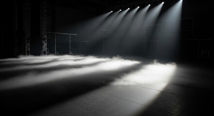 Ethereal Stage: Fog, Lights, and Shadows Create Dramatic Atmosphere