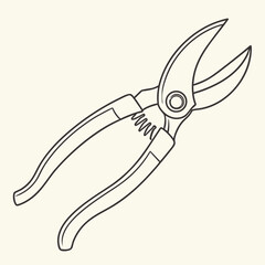 Illustration of garden pruner isolated on, a tool used for pruning plants, shrubs, and trees in gardening and landscaping practices