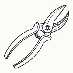 Illustration of garden pruner isolated on, a tool used for pruning plants, shrubs, and trees in gardening and landscaping practices