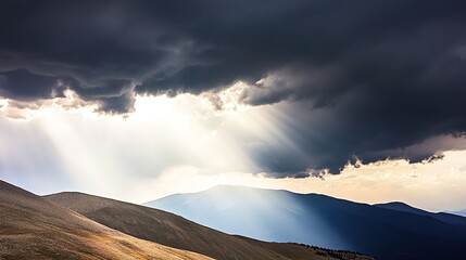 overlooking. Majestic mountain peak at sunrise overlooking sea of clouds with golden light. travel magazines, destination branding, designed for travel destination branding.