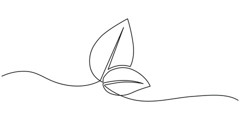 Leaf one line continuous line art. Leaf one line drawing. vector design illustration.