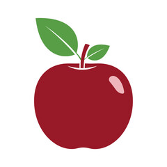 Red Apple with Leaves Vector Illustration – Fresh Fruit Icon
