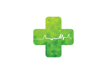 Low Poly and Healthcare Medical logo design, Vector design Concept
