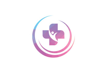 Low Poly and Healthcare Medical logo design, Vector design Concept