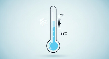 Thermometer showing freezing temperature in fahrenheit and celsius scale for weather forecast app icon