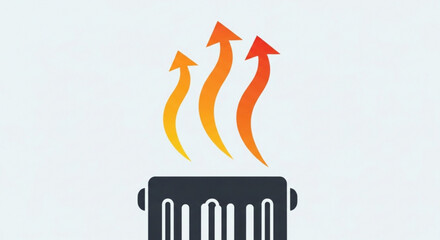 Heating radiator with hot air waves vector illustration for home warmth and comfort appliance design icon