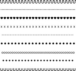 Collection of Decorative Line Borders and Dividers with Various Shapes