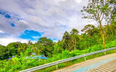 Panoramic view tropical landscape mountains city Patong Beach Phuket Thailand.