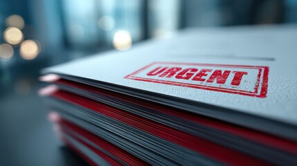 A stack of documents with a bold "URGENT" stamp, emphasizing the importance of the paperwork in a professional setting.