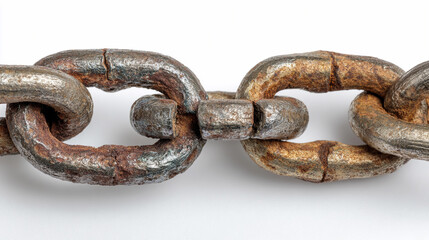 Obraz premium Detailed view of a rusty metal chain on a neutral background