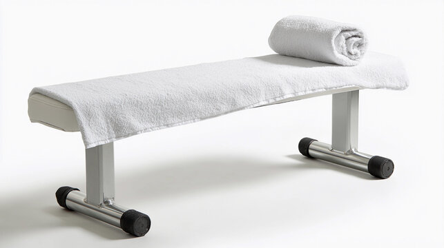Weight bench with towel ready for workout session in gym