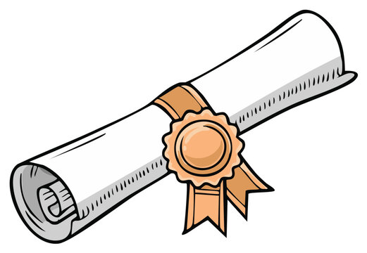 Diploma Scroll Tied with Ribbon and Seal Award Document for Achievement and Graduation